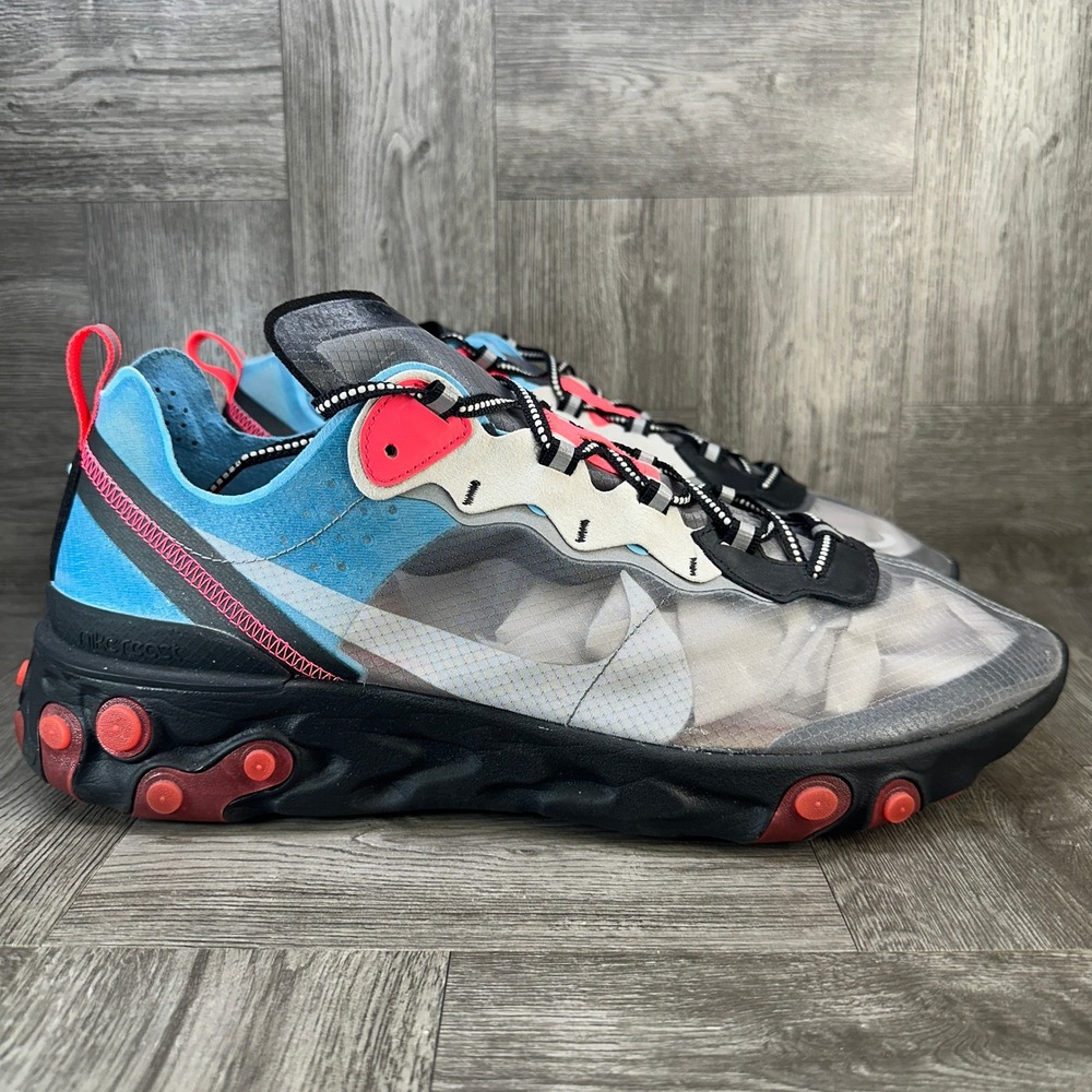 Nike React Element 87 Mens 15 Blue Solar Red New AQ1090-006 Translucent Techwear